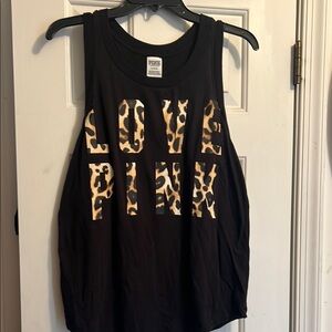 PINK Victoria's Secret Black Relaxed Graphic Tank Top